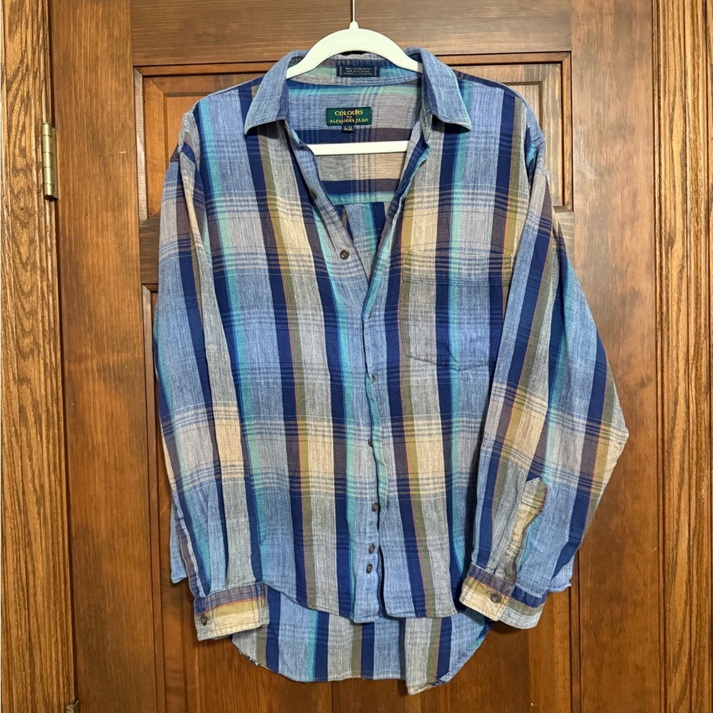 Vintage Alexander Julian Plaid Shirt 100% Cotton